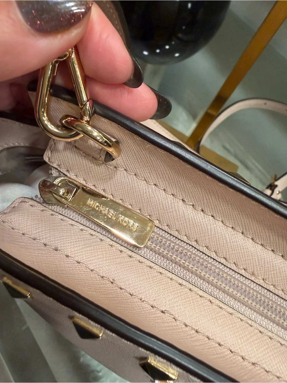 Michael Kors Pink Studded Leather Shoulder Bag